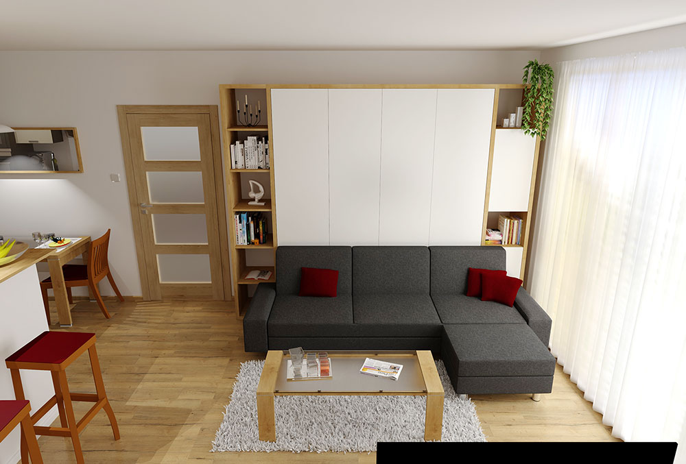 Sklápacia posteľ Hajana 6 so sedačkou, dvojlôžko v zostave - zatvorená